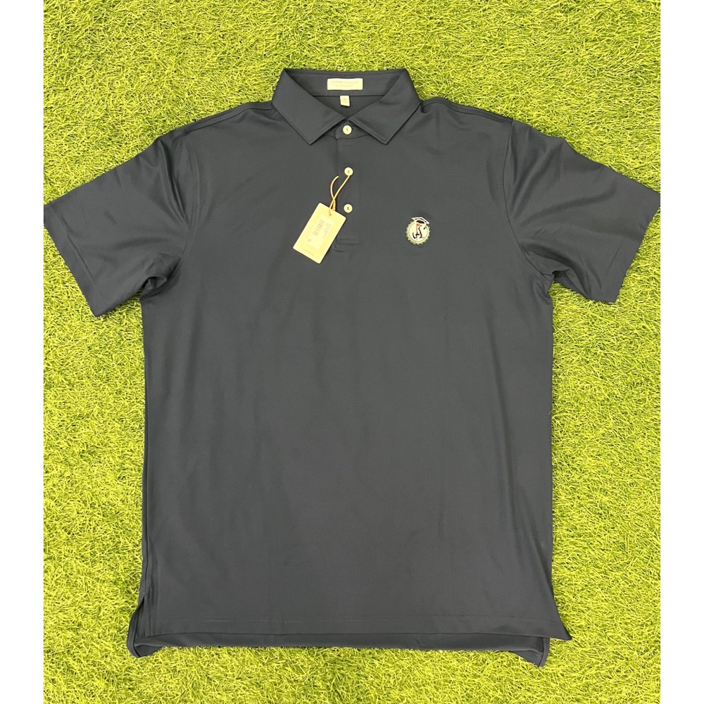 Peter Millar Crown Sport Navy Blue Polo Shirt Mens Large ME0EK50S Golf Summer L‎